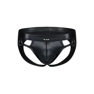 Schwarzer Wetlook Jockstrap BL4CK02 von Cut4Men