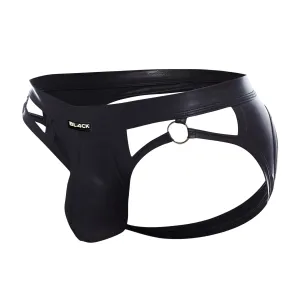 Schwarzer Wetlook Jockstrap BL4CK02 von Cut4Men