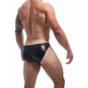 Schwarzer Wetlook Slip BL4CK04 von Cut4Men