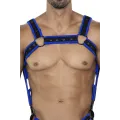 Schwarz/neoblauer Brust-Harness 05 von Cut4Men