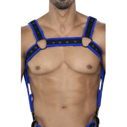 Schwarz/neoblauer Brust-Harness 05 von Cut4Men | Fesselliebe.de