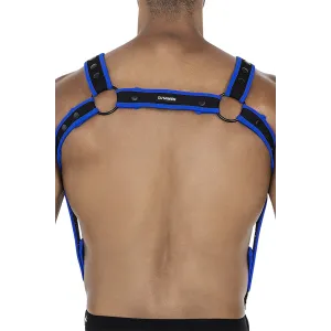 Schwarz/neoblauer Brust-Harness 05 von Cut4Men