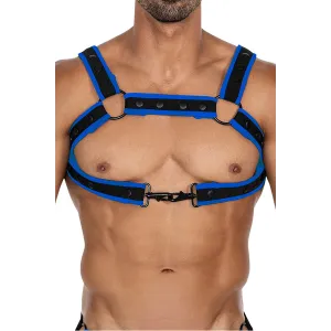 Schwarz/neoblauer Brust-Harness 05 von Cut4Men