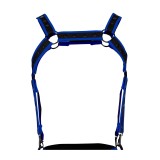 Schwarz/neoblauer Brust-Harness 05 von Cut4Men | Fesselliebe.de