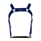 Schwarz/neoblauer Brust-Harness 05 von Cut4Men | Fesselliebe.de