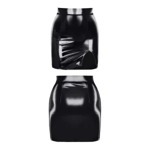 Schwarzer halblanger Lack-Rock TDEulalia001 von Demoniq Total Domination Collection