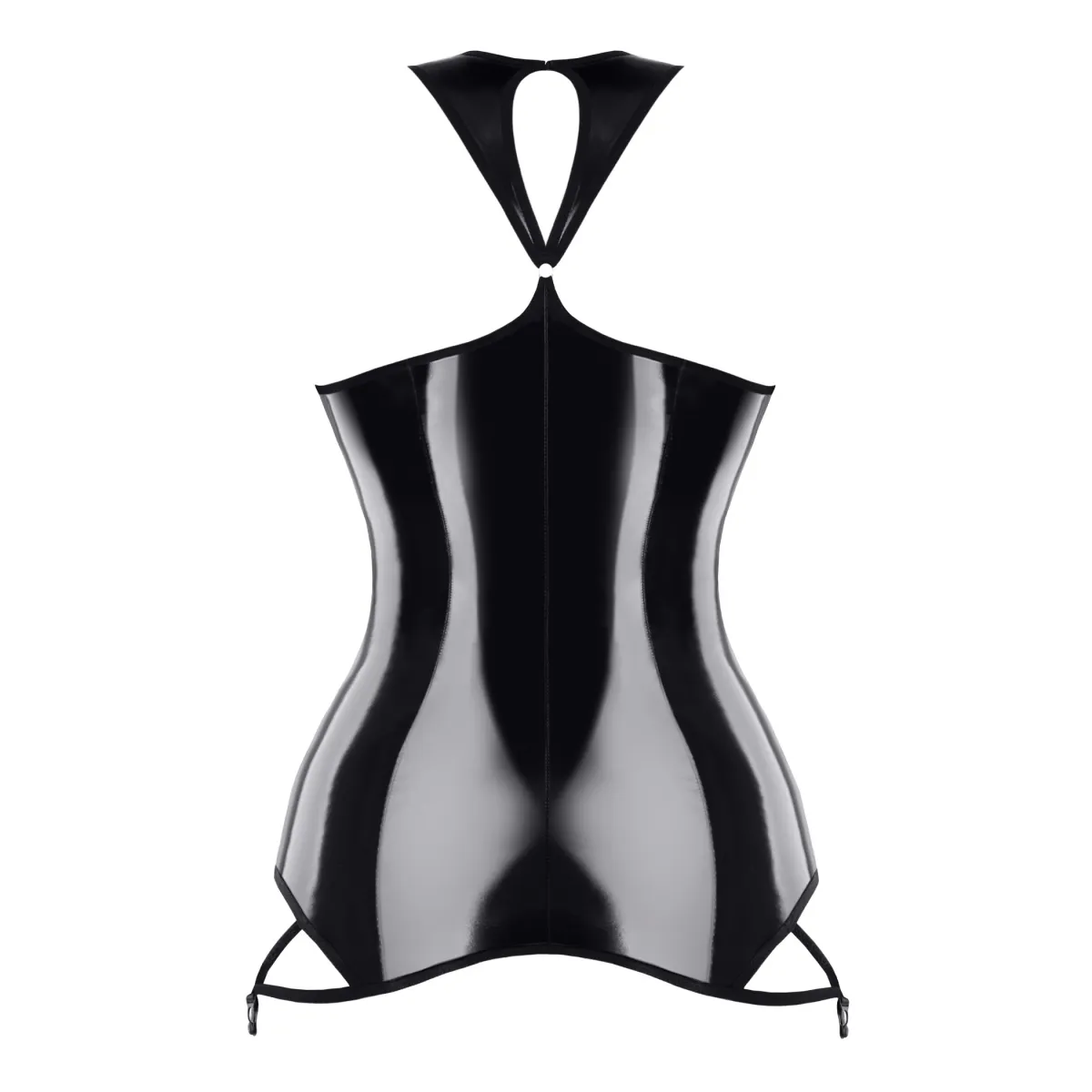 Schwarzes brustfreies Lack Miniklied TDXanna001 von Demoniq | Fesselliebe.de