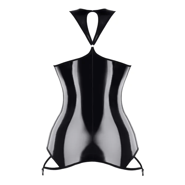 Schwarzes brustfreies Lack Miniklied TDXanna001 von Demoniq | Fesselliebe.de