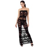 F358 langes Off-shoulder Kleid Bondesque von Noir Handmade | Fesselliebe.de