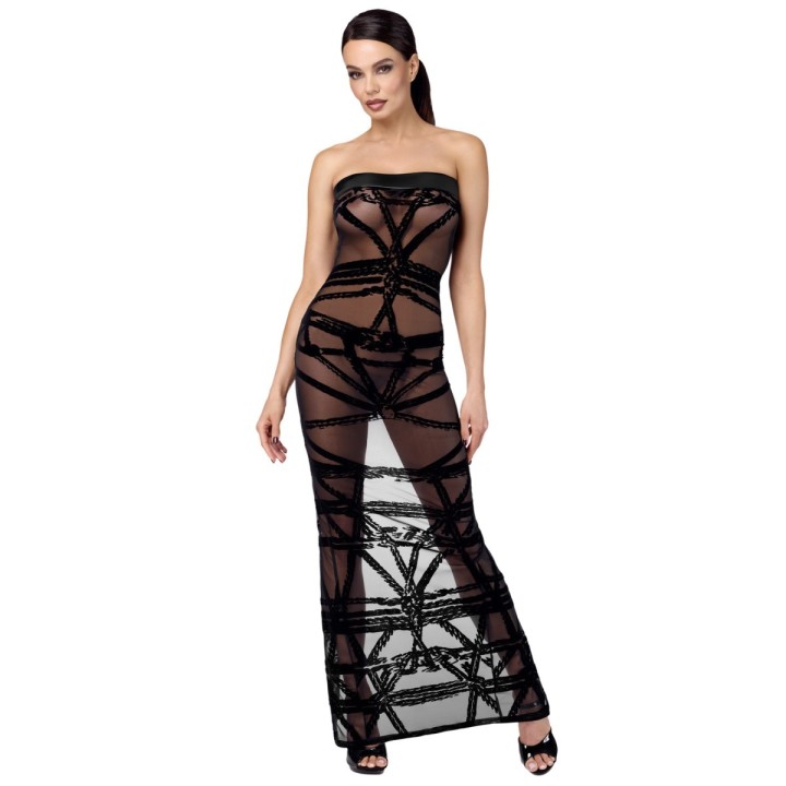 F358 langes Off-shoulder Kleid Bondesque von Noir Handmade | Fesselliebe.de