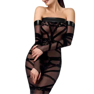 F358 langes Off-shoulder Kleid Bondesque von Noir Handmade