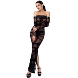 F358 langes Off-shoulder Kleid Bondesque von Noir Handmade | Fesselliebe.de