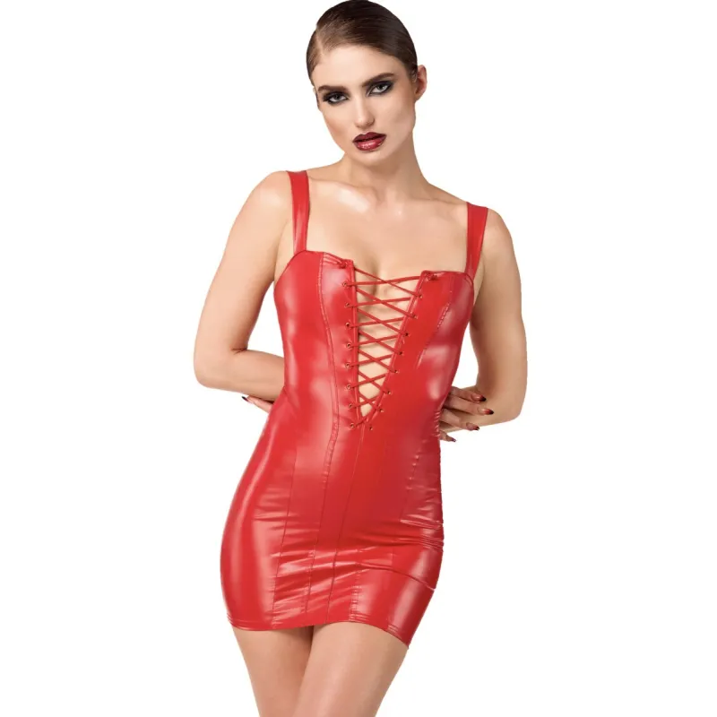 F364 rotes Bombshell Minikleid mit Schnürung von Noir Handmade | Fesselliebe.de