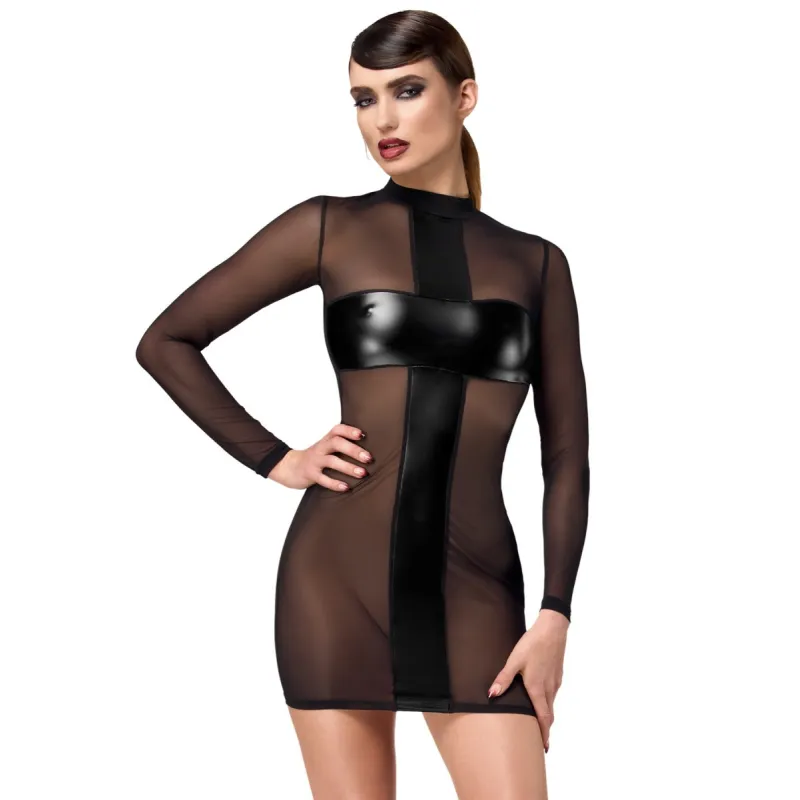 F369 Crossfire Netz und Wetlook Minikleid von Noir Handmade | Fesselliebe.de