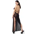 F372 langes Kleid Onyx Twin-slit von Noir Handmade