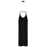 F372 langes Kleid Onyx Twin-slit von Noir Handmade | Fesselliebe.de