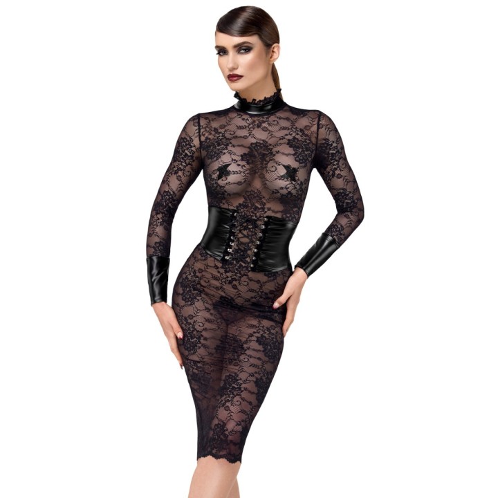 F375 halblanges Kleid Noirelle aus Spitze von Noir Handmade | Fesselliebe.de