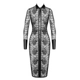 F376 halblanges Kleid Noirelle aus Spitze von Noir Handmade | Fesselliebe.de