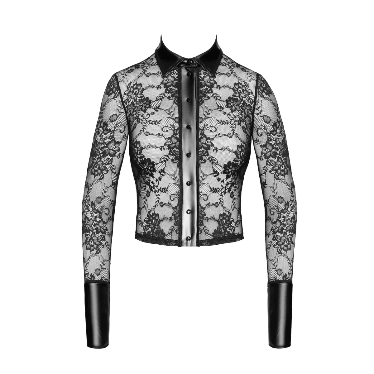 F377 Noirelle Lace Button-up Shirt von Noir Handmade | Fesselliebe.de