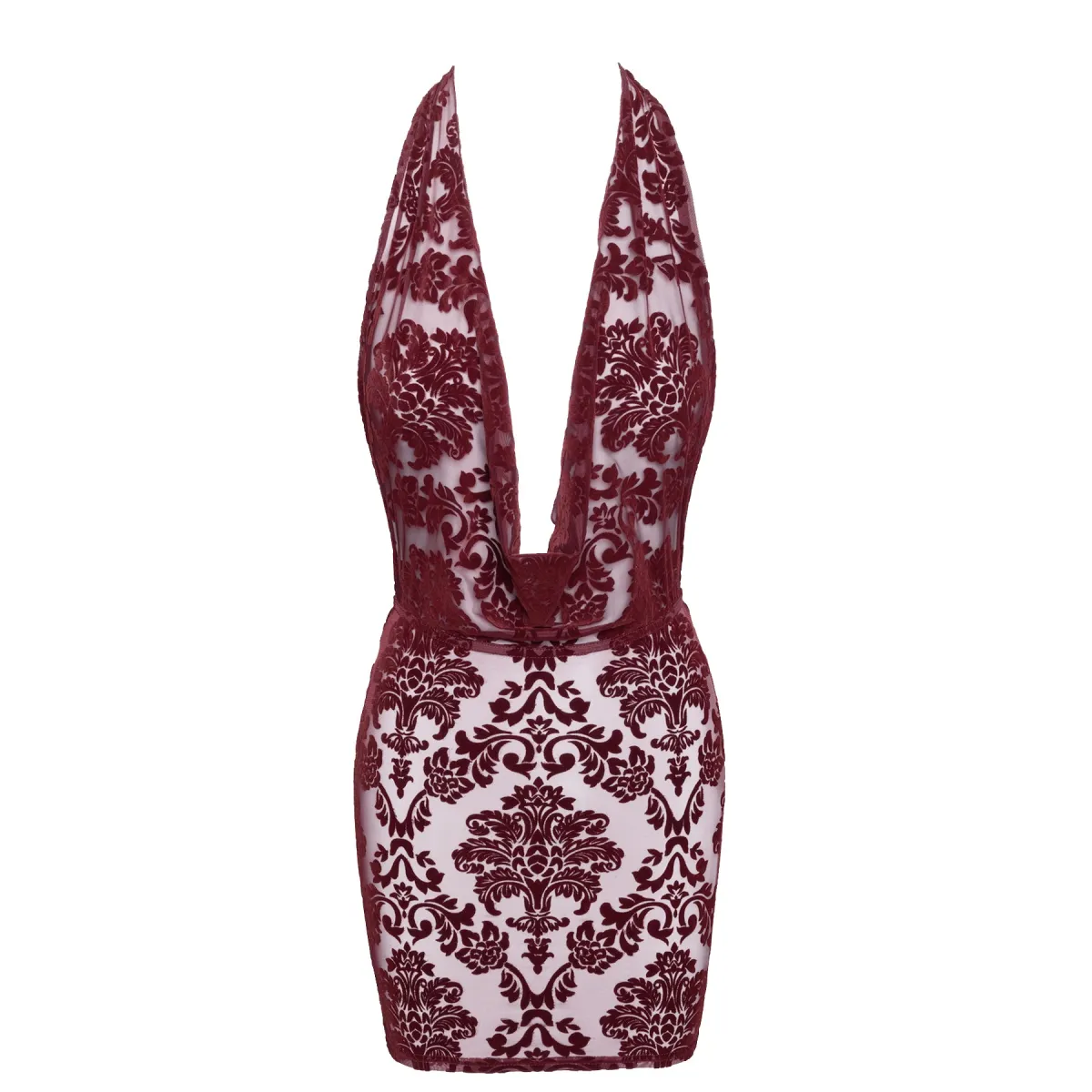 F385 Minikleid Kink Royal mit Wasserfallausschnitt von Noir Handmade | Fesselliebe.de