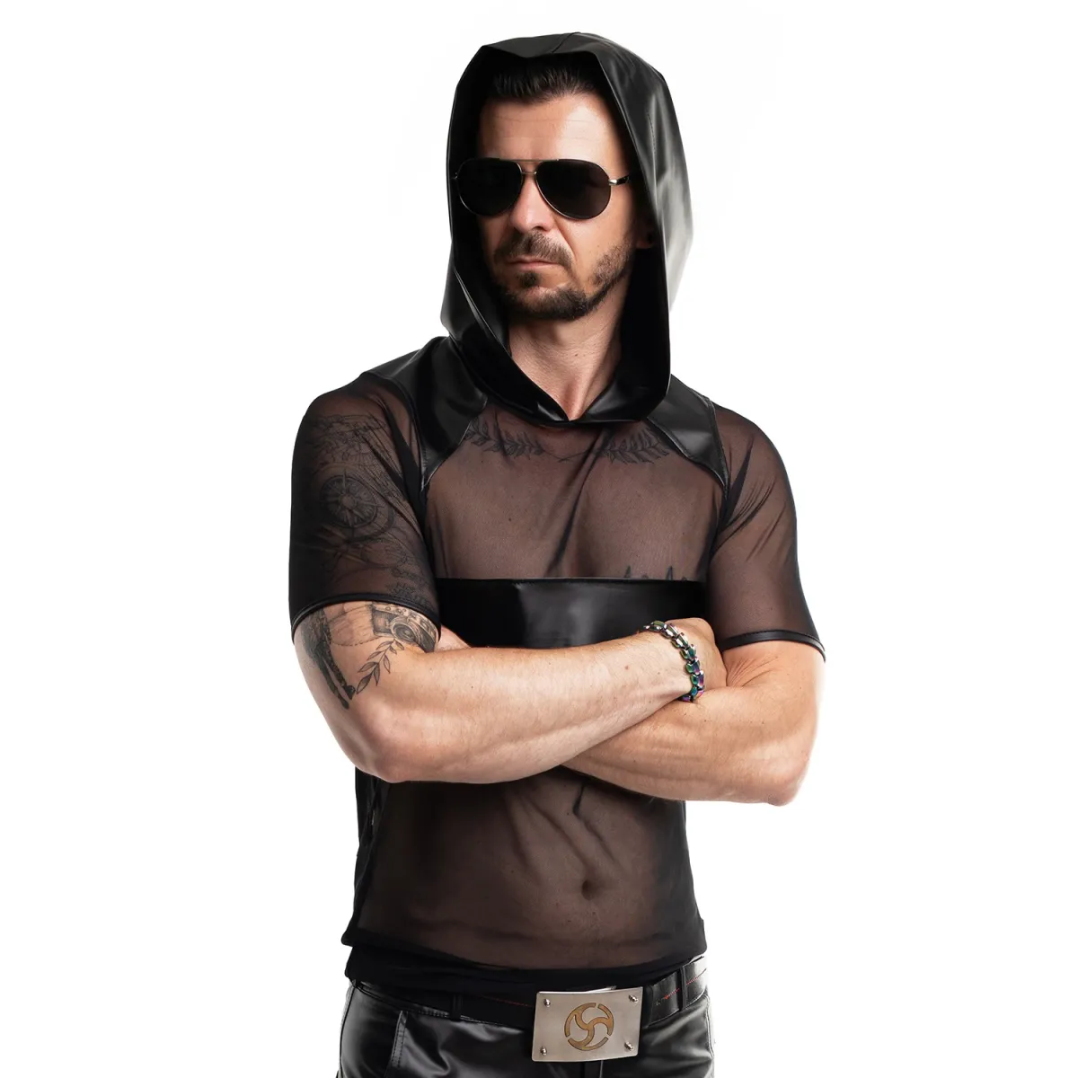 Herren Kaputzen T-Shirt RMIvo001 schwarz von Regnes Festish Planet | Fesselliebe.de