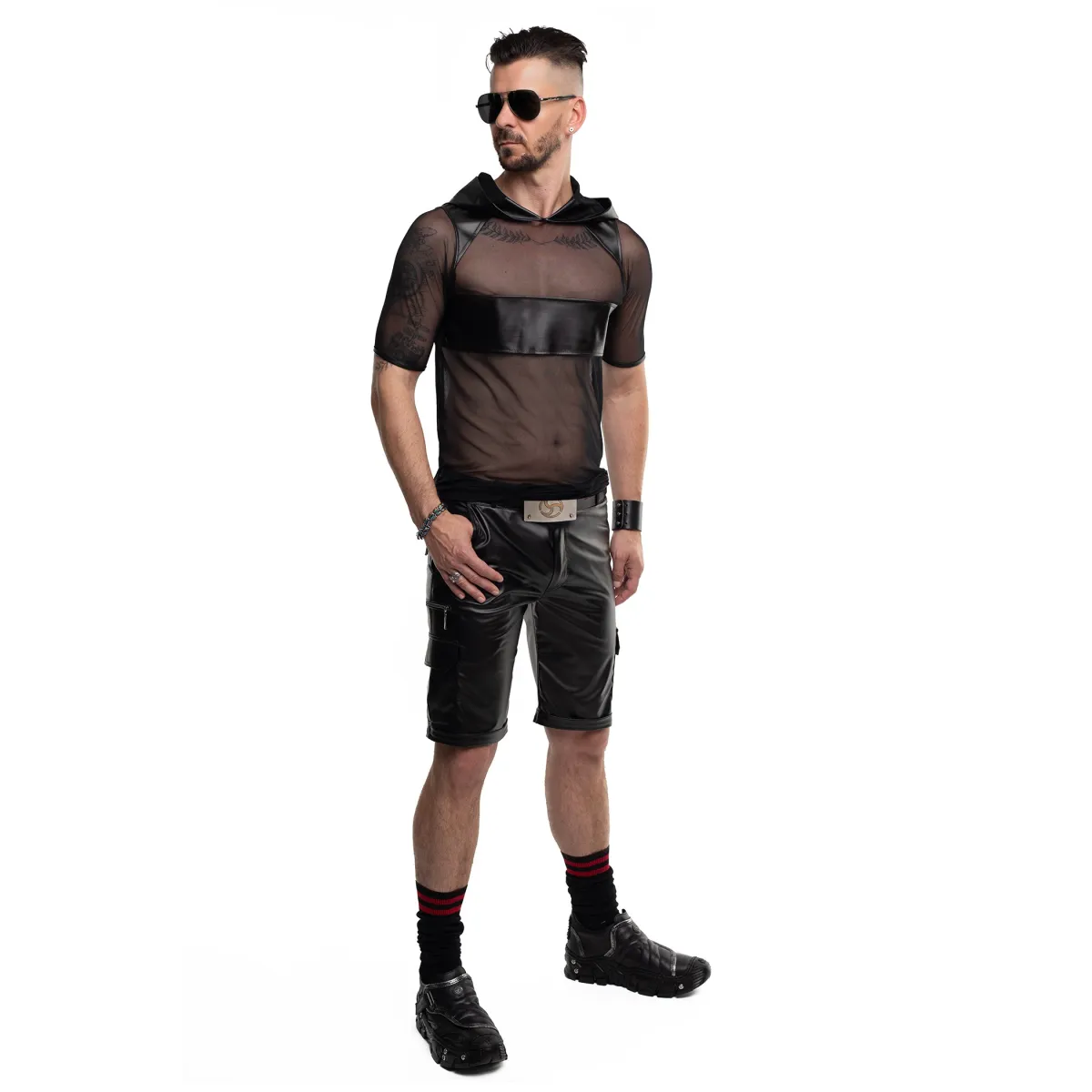 Herren Kaputzen T-Shirt RMIvo001 schwarz von Regnes Festish Planet | Fesselliebe.de