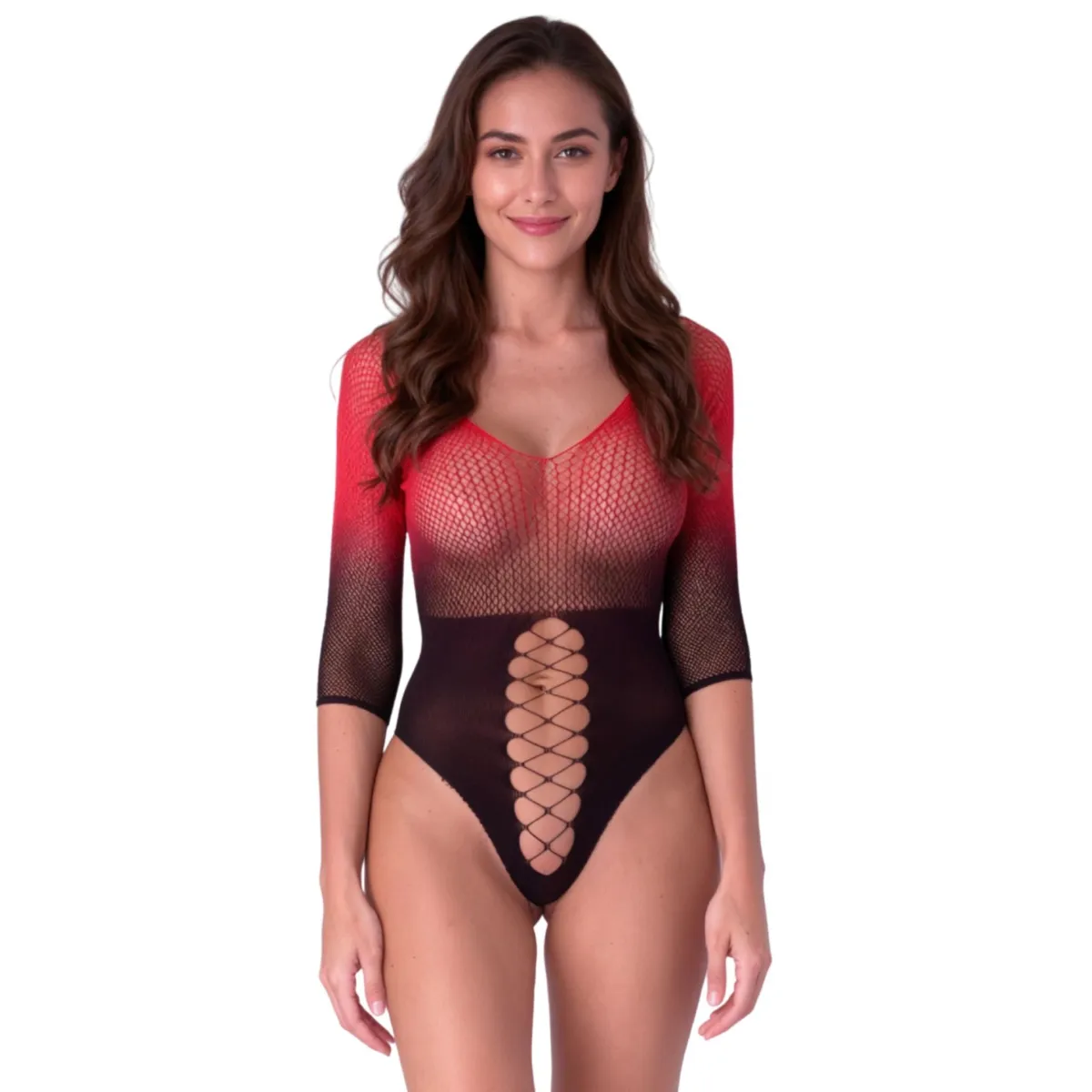 Schwarz/roter Netz Body BS118 von Passion | Fesselliebe.de