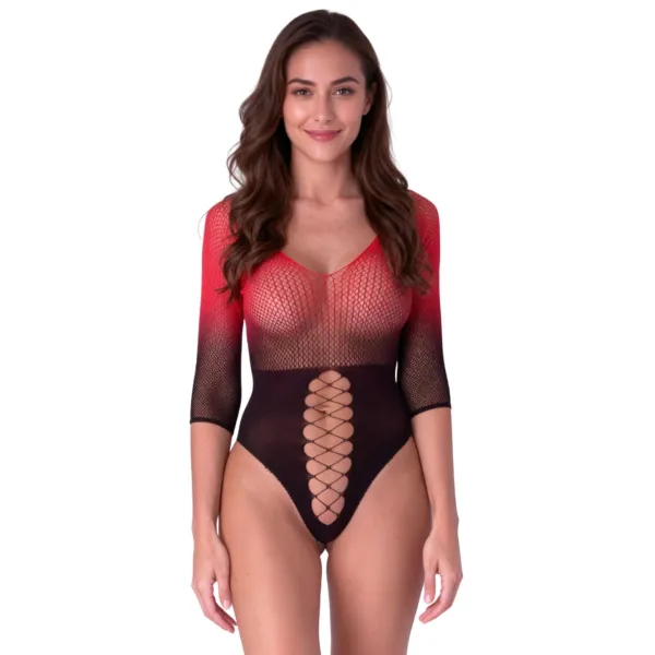 Schwarz/roter Netz Body BS118 von Passion | Fesselliebe.de