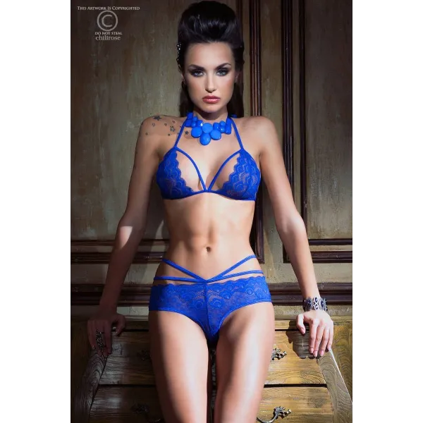 Spitzen-Set Cr3786 Blau von Chilirose | Fesselliebe.de