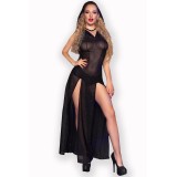 Kleid mit Kapuze Cr4685 Schwarz von Chilirose | Fesselliebe.de