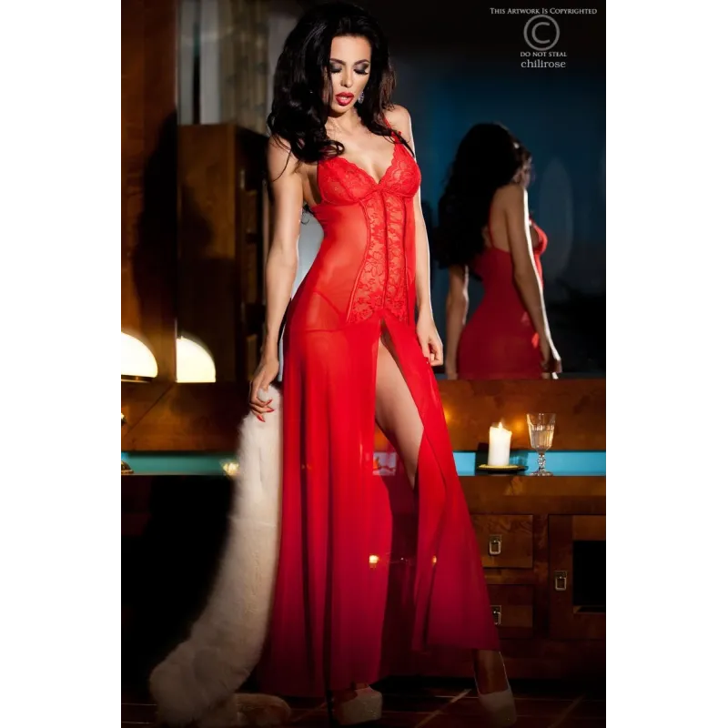 Langes Babydoll Cr3470 Rot von Chilirose | Fesselliebe.de