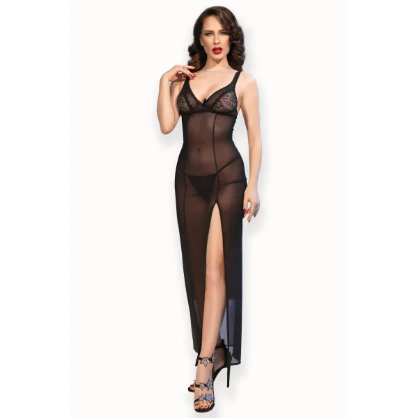 Langes Babydoll Cr4723 Schwarz von Chilirose | Fesselliebe.de