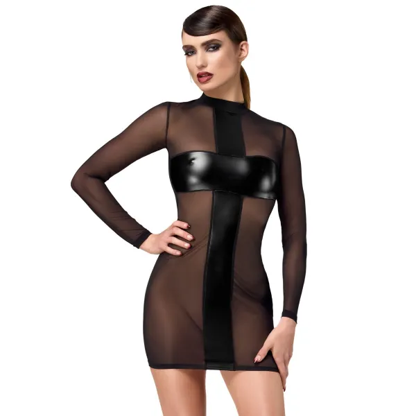 F369 Crossfire Netz und Wetlook Minikleid von Noir Handmade | Fesselliebe.de