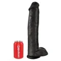 Realistischer Dildo mit Hoden 38 cm Schwarz von King Cock