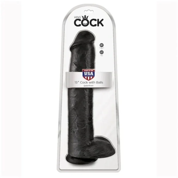 Realistischer Dildo mit Hoden 38 cm Schwarz von King Cock