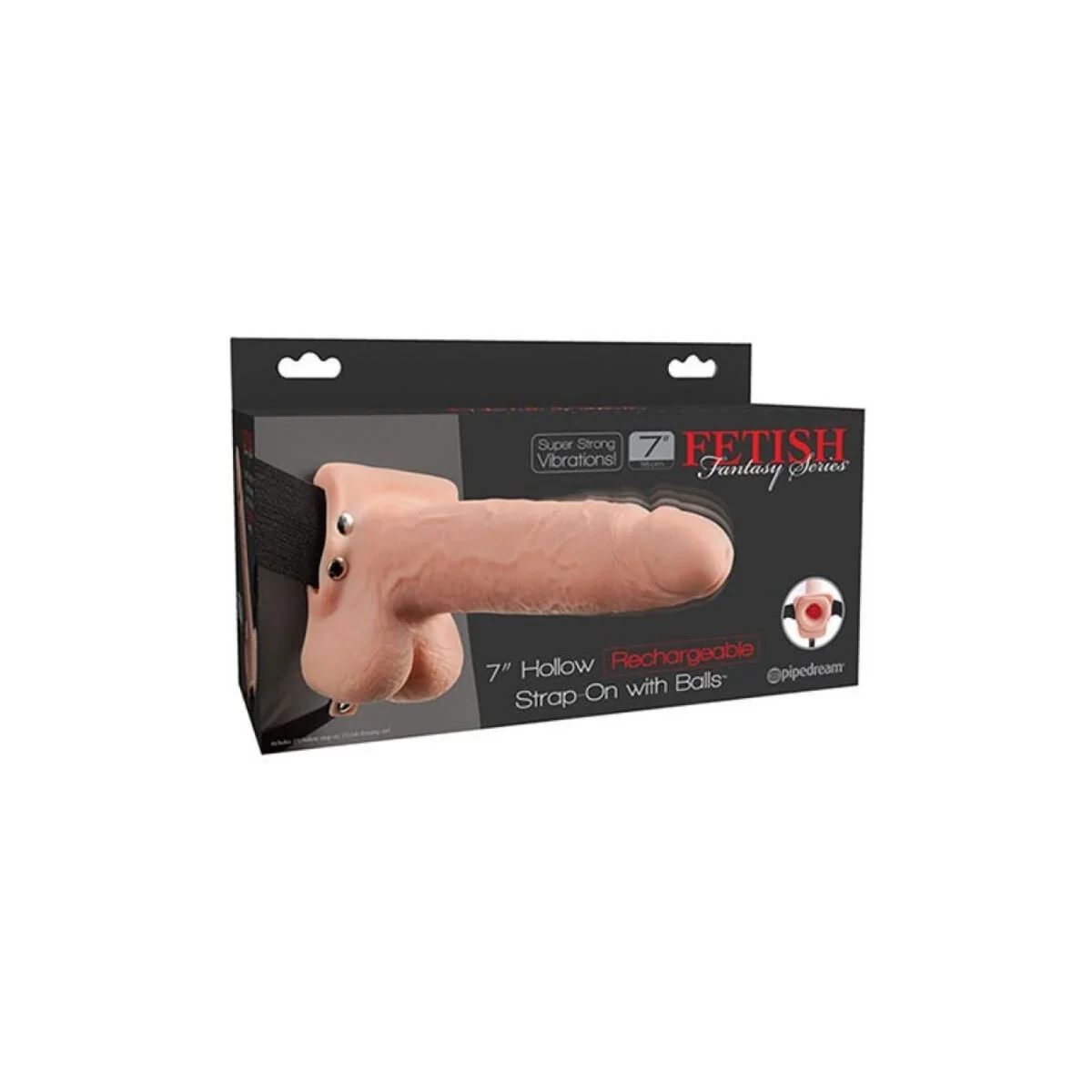 Realistischer, Vibrierender Hohl-Strap-On mit Hoden, 17,8 cm von Fetish Fantasy Series