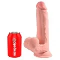 Realistischer Dildo mit Dreifachdichte und Schwingenden Hoden, 23 cm, Fleisch von King Cock