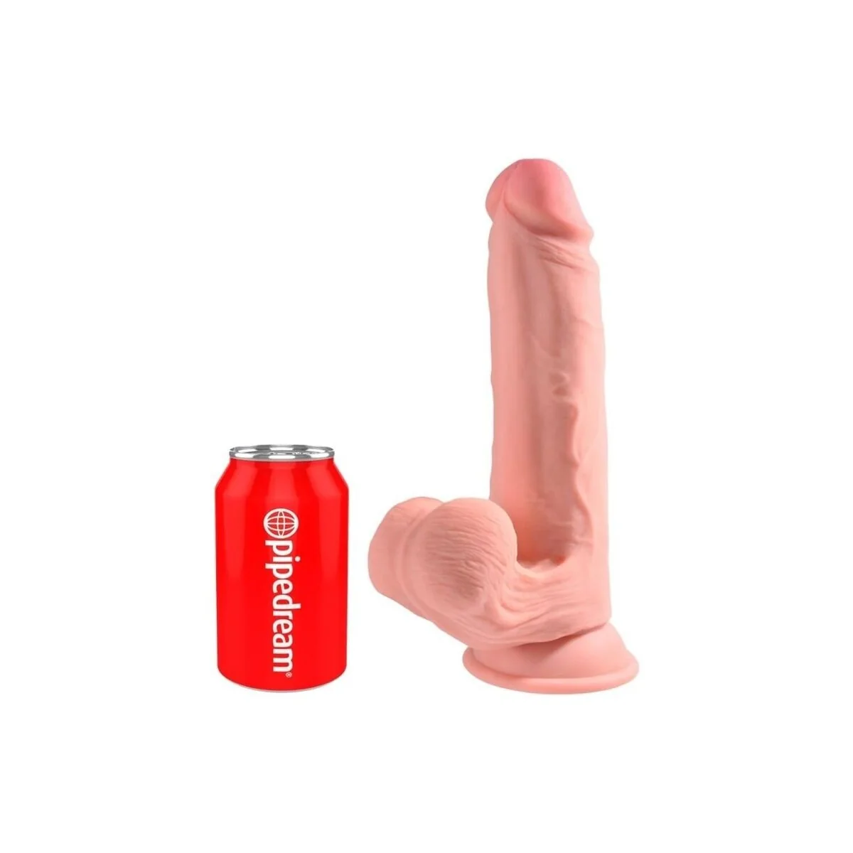 Realistischer Dildo mit Dreifachdichte und Schwingenden Hoden, 23 cm, Fleisch von King Cock