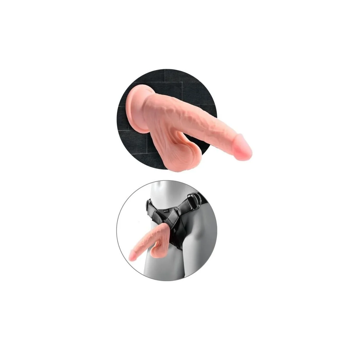 Realistischer Dildo mit Dreifachdichte und Schwingenden Hoden, 23 cm, Fleisch von King Cock