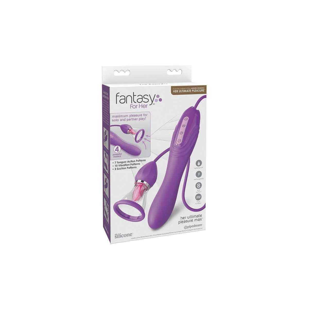 Ultimate Pleasure Max Saugschlauch mit Stimulierender Zunge Lila von Fantasy For Her