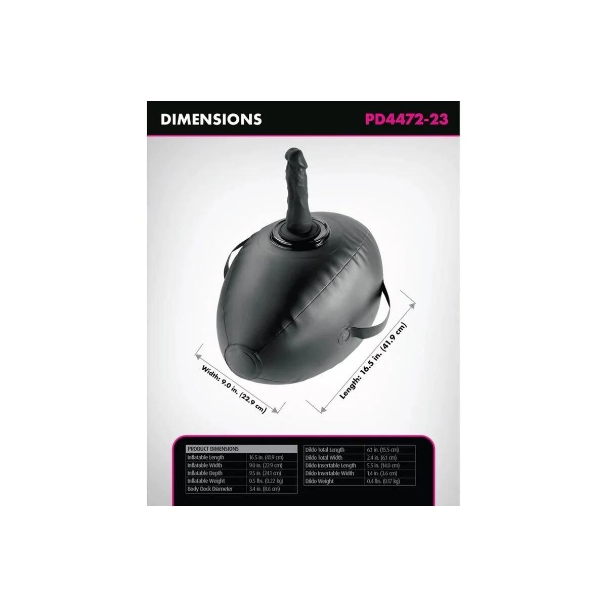 aufblasbarer Liebesball mit Dildo, Schwarz, 41,9 cm von Fetish Fantasy Series