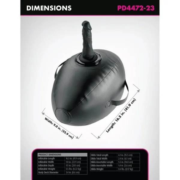 aufblasbarer Liebesball mit Dildo, Schwarz, 41,9 cm von Fetish Fantasy Series
