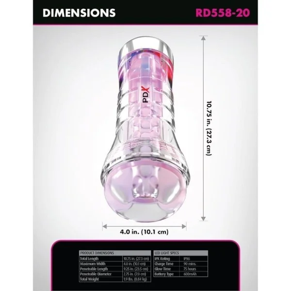 Viewtube Xxl Led Transparent Stroker 27,3 cm von Pdx Elite