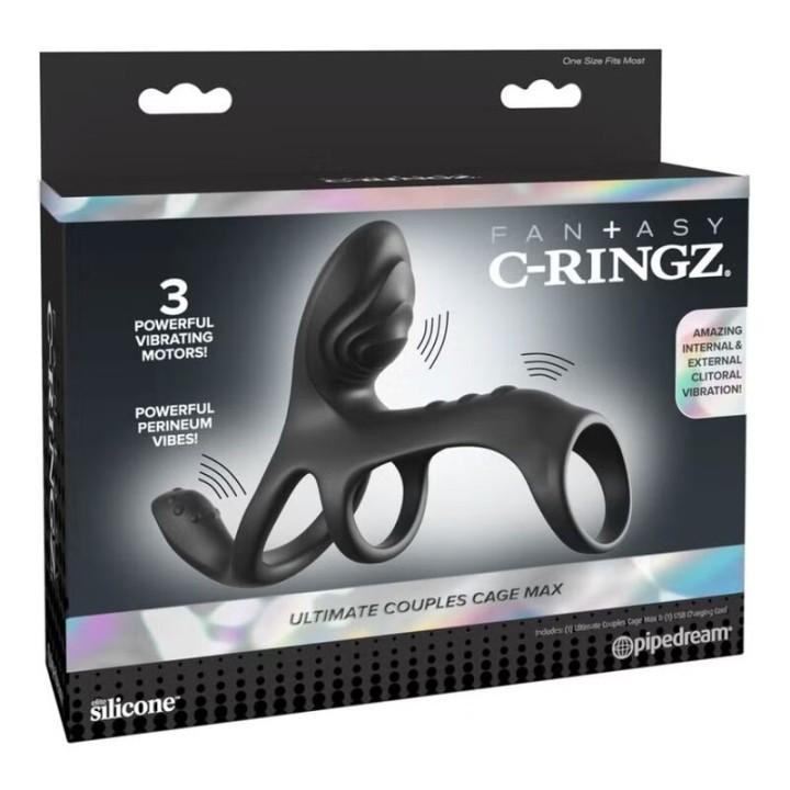 Ultimativer Paar-Cage-Max-Vibrations-Penisring 19,5 cm von Fantasy C-Ringz