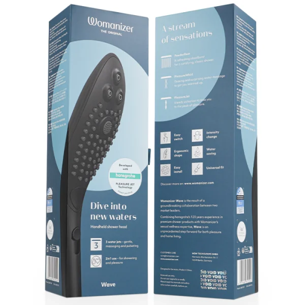 Wave Klitoralstimulierender Duschkopf Schwarz von Womanizer | Fesselliebe.de