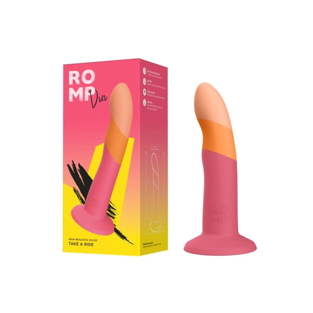 Dizi Silikon-Dildo mit Saugnapf, Dreifarbig, 18 cm von Romp
