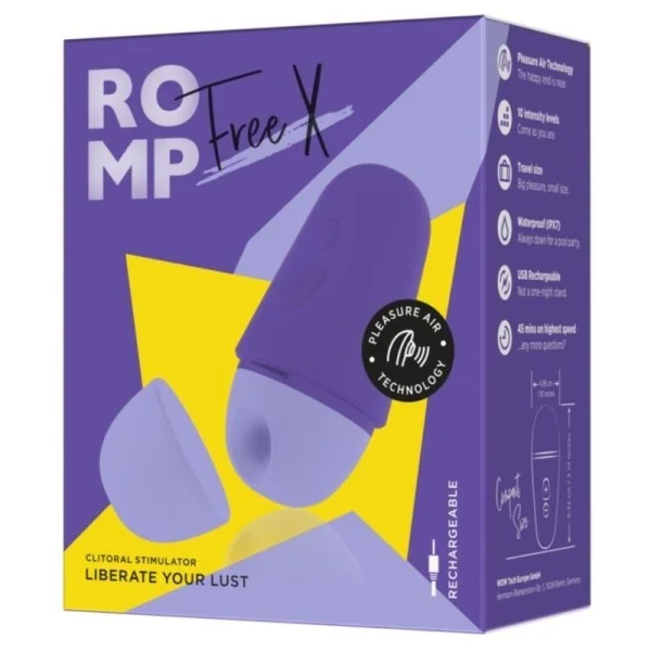 Kostenloser X Klitoralstimulator mit Deckel, 10 Stufen, Wiederaufladbar, Lila von Romp