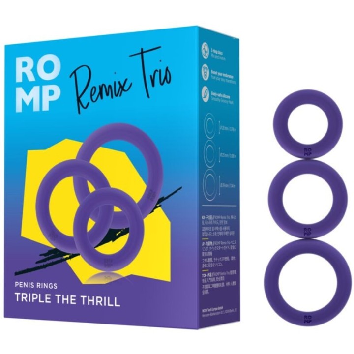 Remix Trio Set mit 3 Lila Silikon-Penisringen von Romp