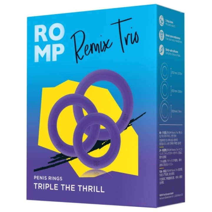 Remix Trio Set mit 3 Lila Silikon-Penisringen von Romp