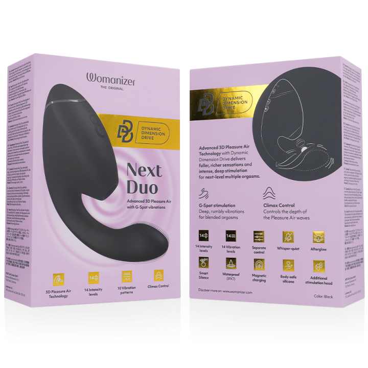 Duo Next Doppelter Klitoris- & G-Punkt-Stimulator Schwarz von Womanizer | Fesselliebe.de